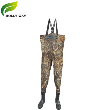 Camo Breathable Rubberboot Waders for Hunting with double zippers